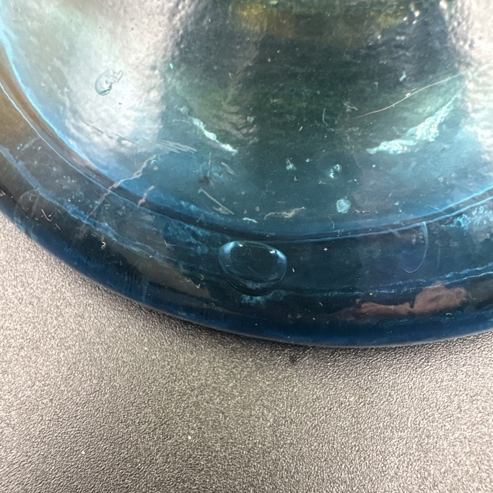 Vintage Hand Blown Amber Blue Art Glass Flower Vase 16" X Large Y2K - Picture 4 of 8